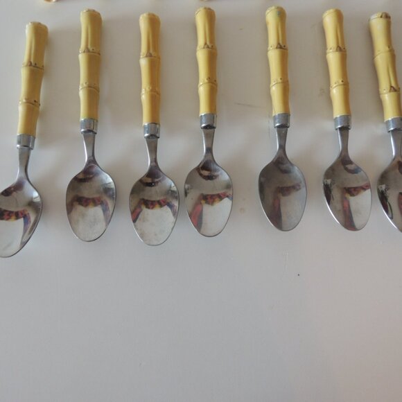 Vintage Faux Bamboo Set of Cutlery 31 Pieces Flatware - Picture 9 of 11